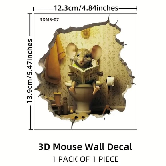 Hilarious Mouse Hole in the Wall Sticker Reading Sitting on “Throne” - Picture 2 of 4